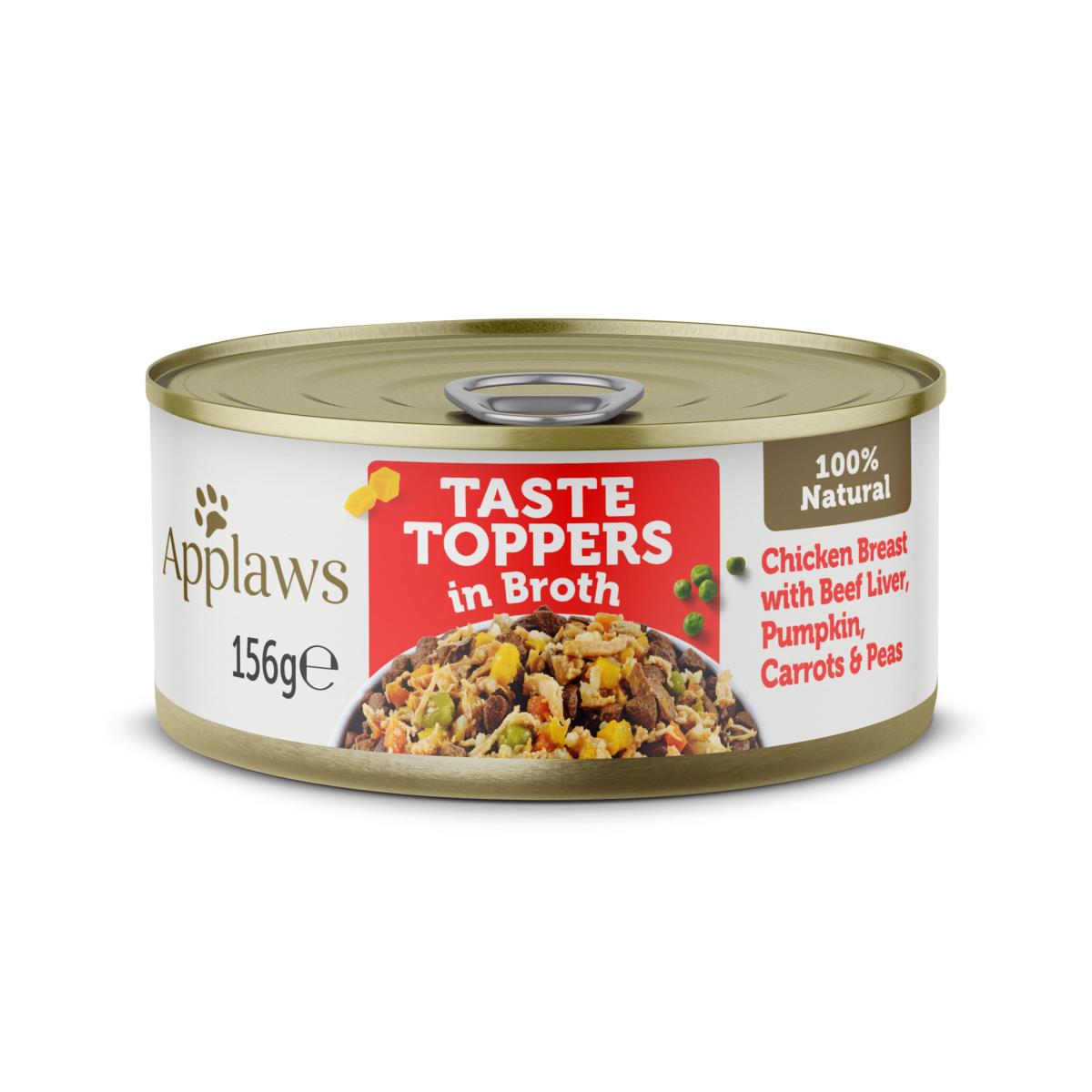 APPLAWS TASTE TOPPER BROTH CHICKEN BEEF DOG TIN (156G-NA)