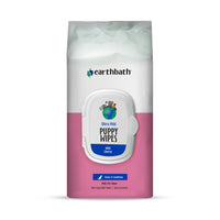 Thumbnail for earthbath® Ultra-Mild Puppy Wipes, Wild Cherry, Cleans & Conditions, 100 ct plant-based wipes in re-sealable pouch