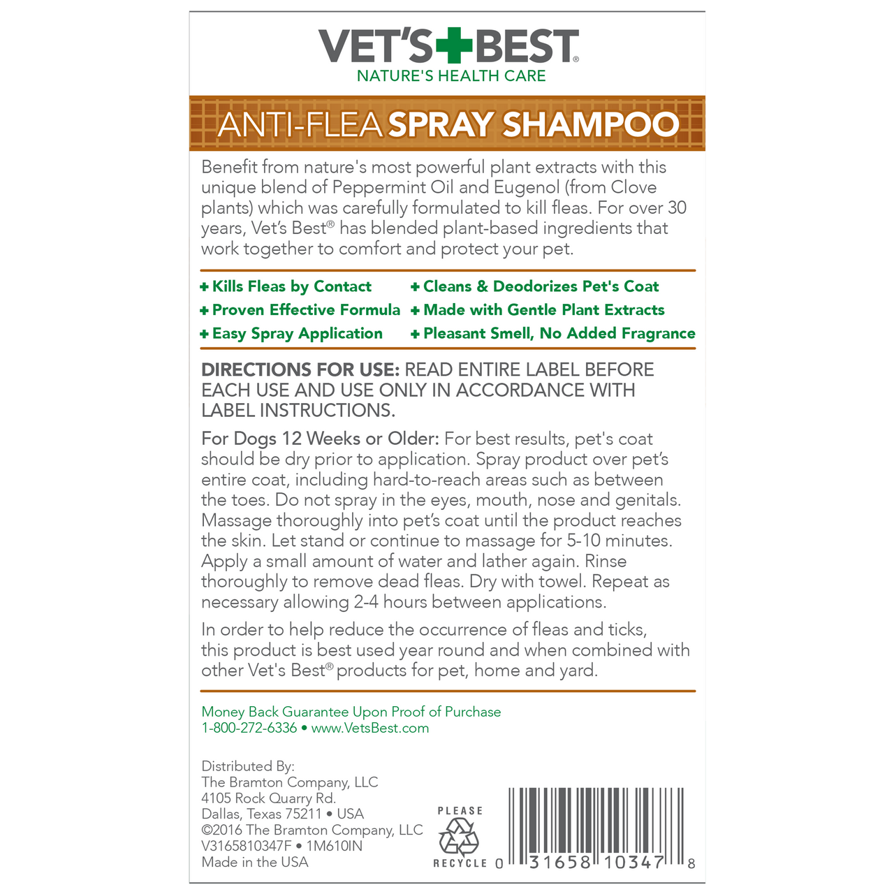 Vet’s Best Natural Anti-Flea Easy Spray Shampoo (16 oz)