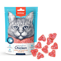 Thumbnail for Wanpy Chicken Jerky & Codfish Hearts for Cats 80g