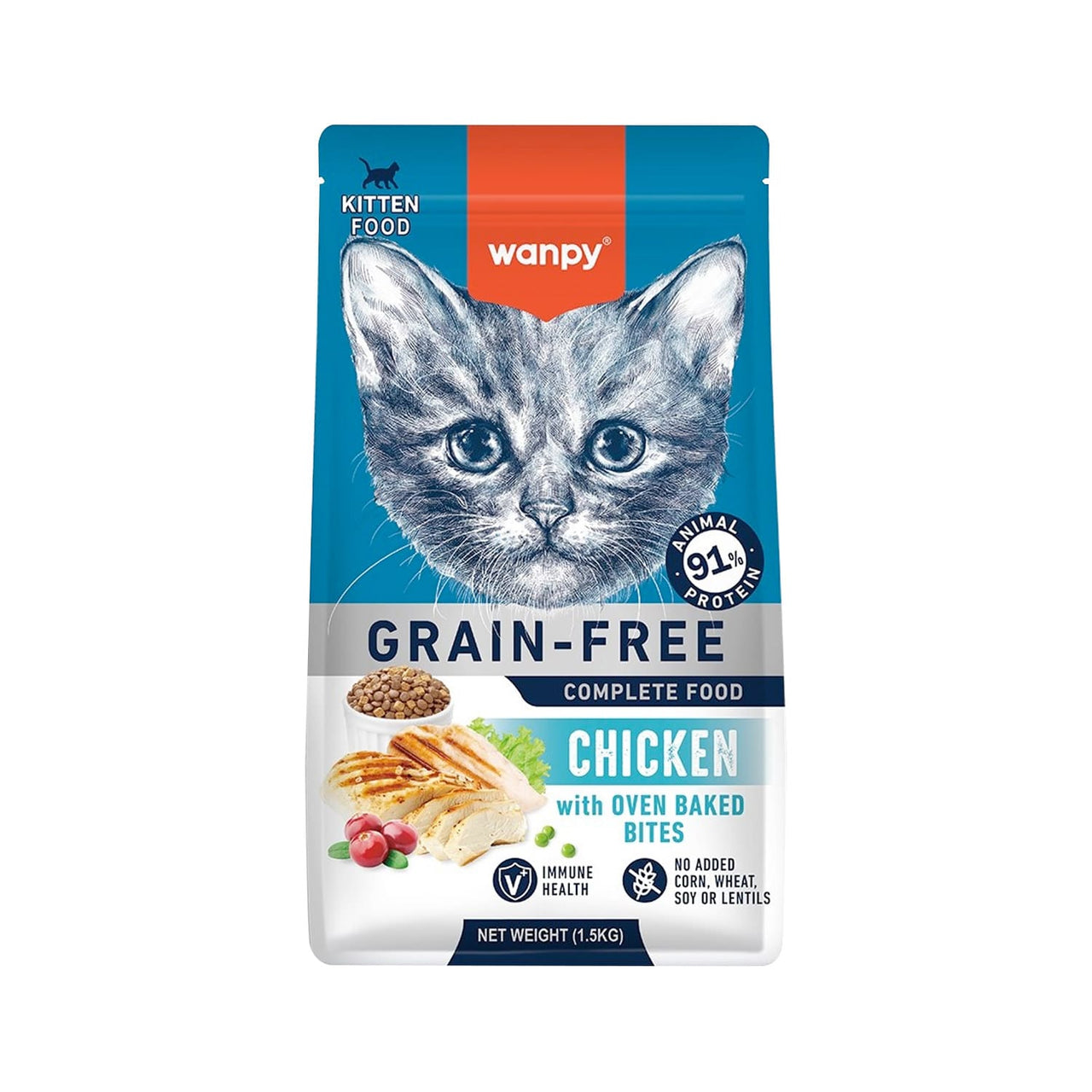 Wanpy Grain Free Complete Food for Kitten – Chicken Recipe - 1.5Kg