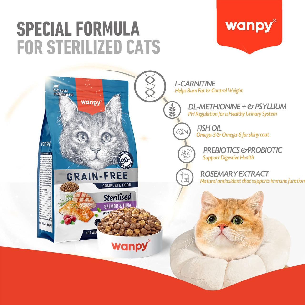 WANPY Grain Free Sterilized Cat Food – Salmon & Tuna Recipe - 1.5Kg