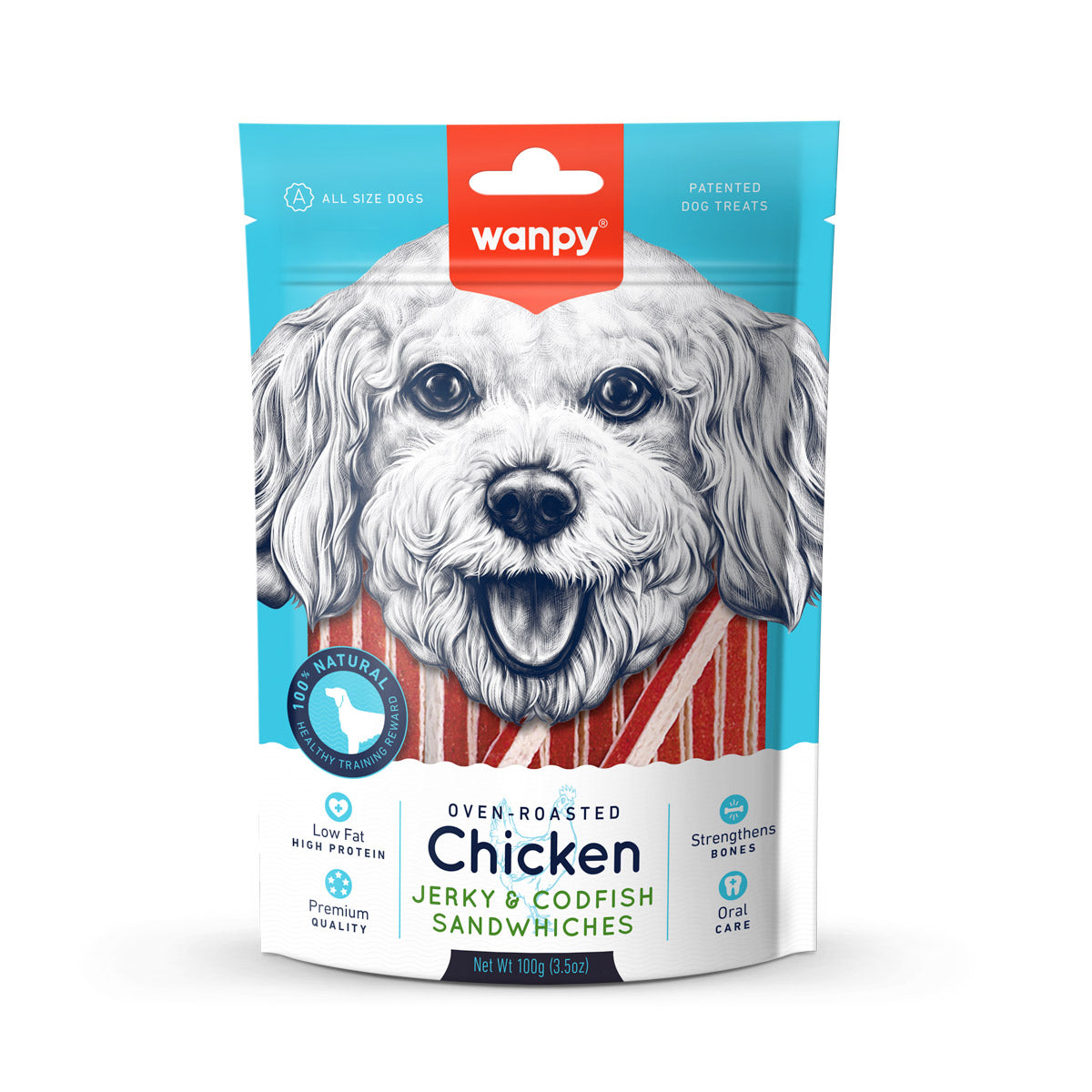 Wanpy Chicken Jerky & Codfish Sandwiches 100g