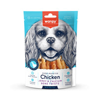 Thumbnail for Wanpy Chicken Jerky and Calcium Bone Twists 100g