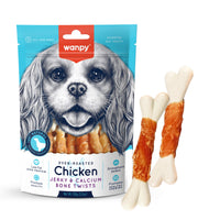 Thumbnail for Wanpy Chicken Jerky and Calcium Bone Twists 100g