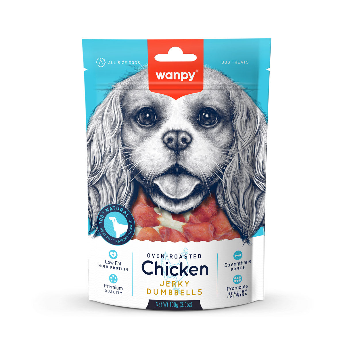 Wanpy Chicken Jerky Dumbbells 100g