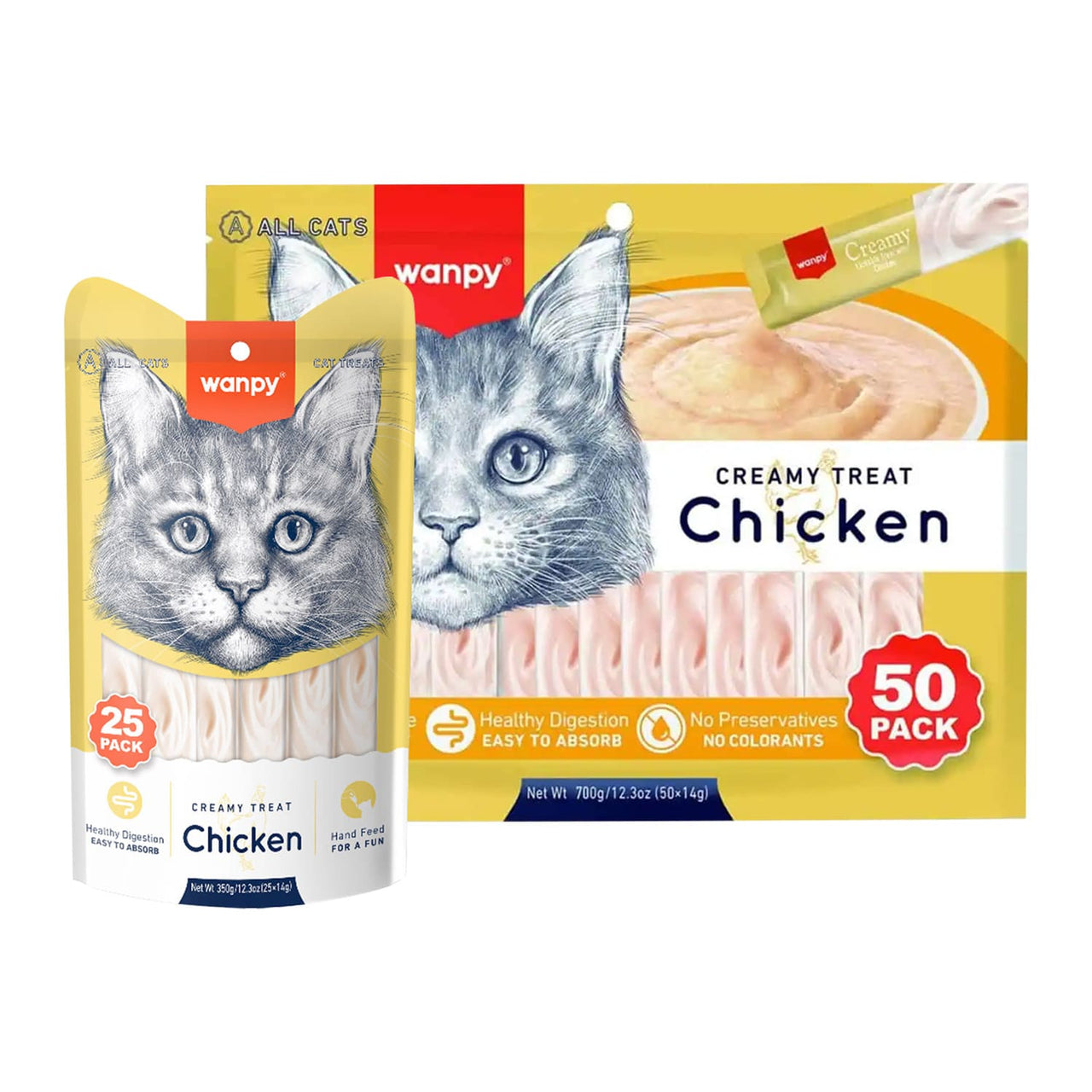 Wanpy Creamy Lickable Cat Treats – Chicken - 25P