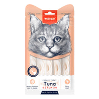 Thumbnail for Wanpy Creamy Lickable Cat Treats – Tuna & Salmon (14gx5) – 1Box 12pcs