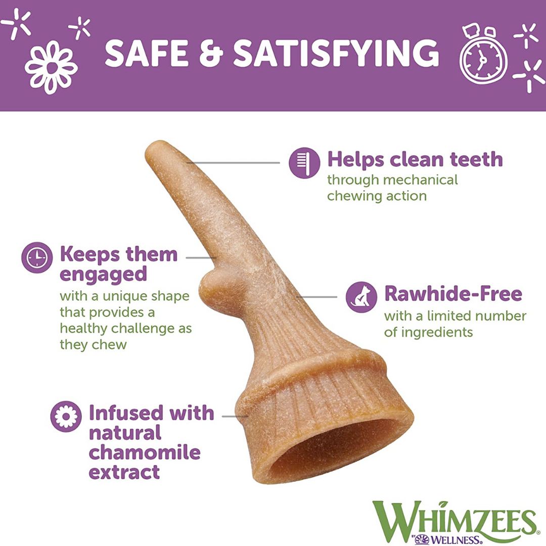 WHIMZEES Occupy Antler Natural Dental Chews for Dogs – Large (6pc)