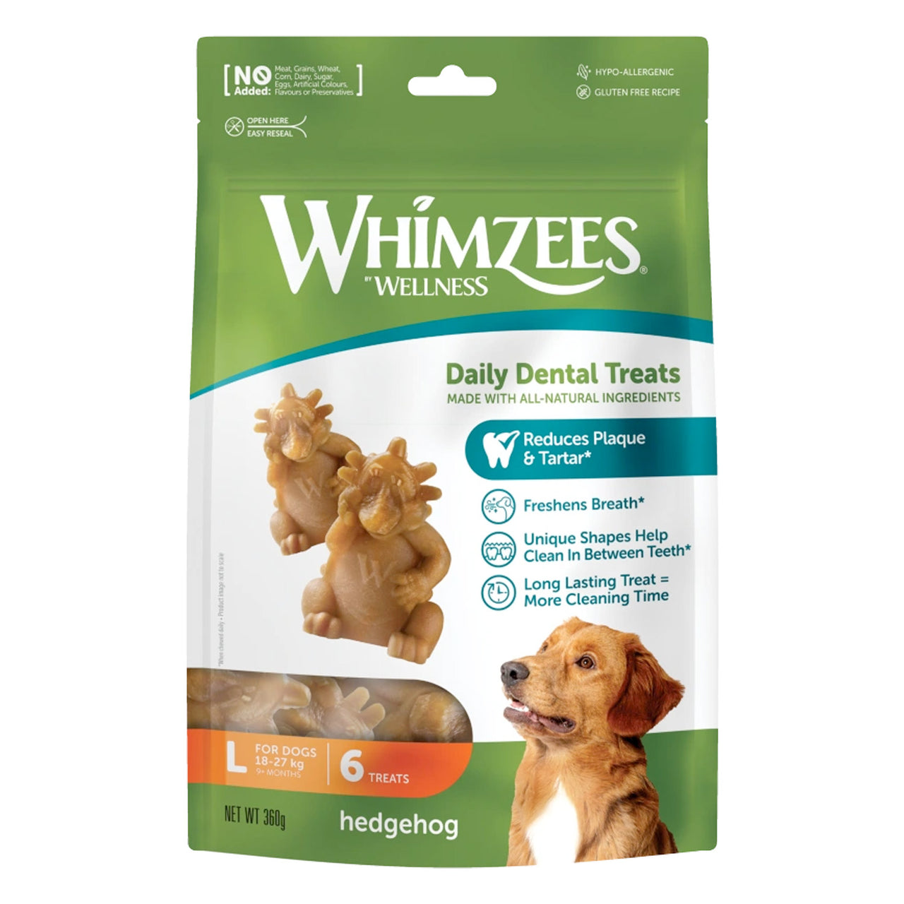 Whimzees Hedgehog Dental Dog Treats – Large (6pcs)