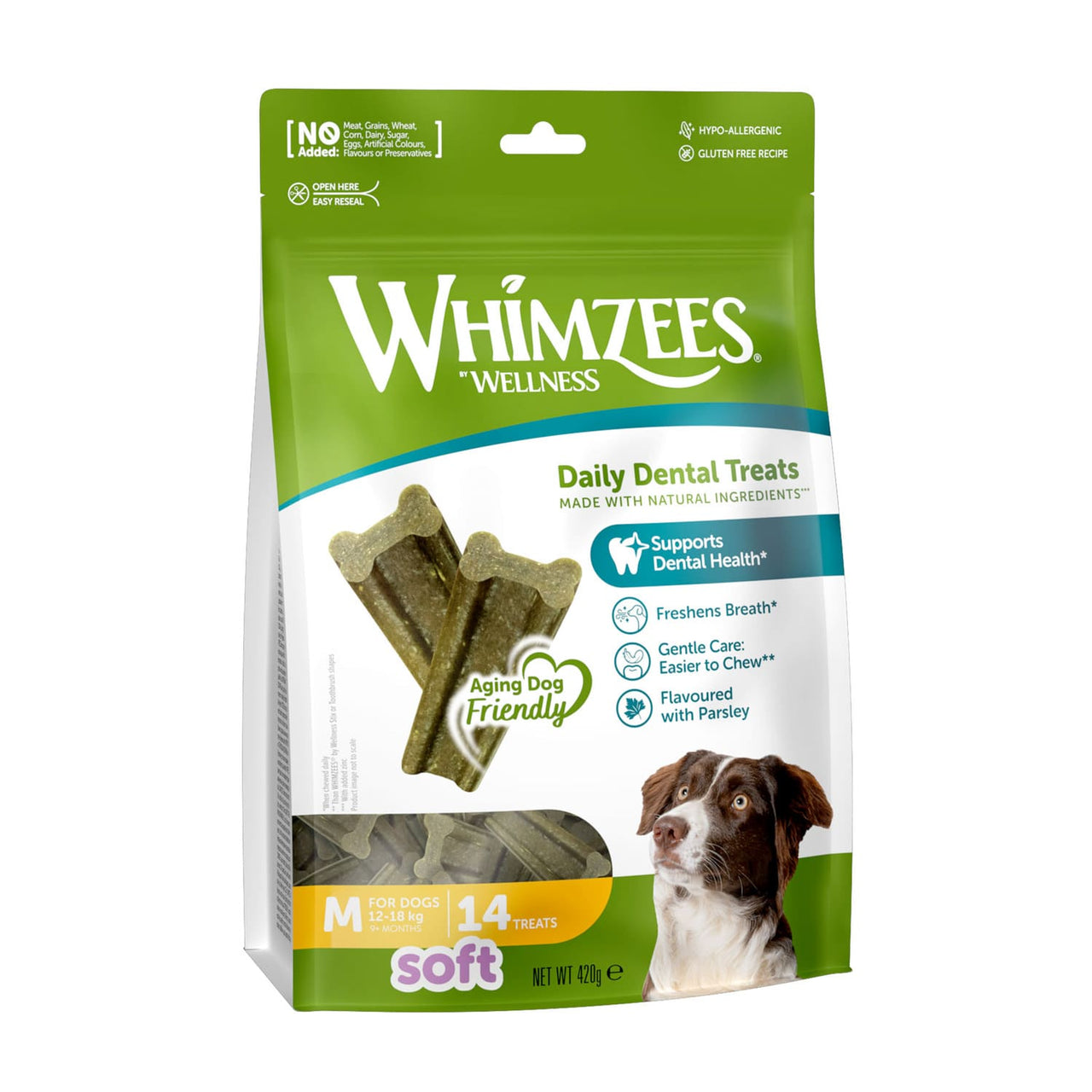 Whimzees Soft Daily Dental Dog Treats Value Bag –  Medium (14 pcs)