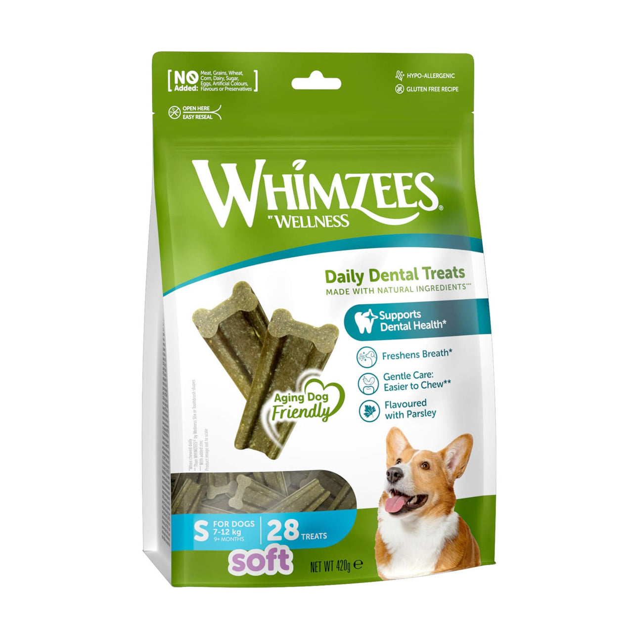 Whimzees Soft Daily Dental Dog Treats Value Bag –  Small (28 pcs)