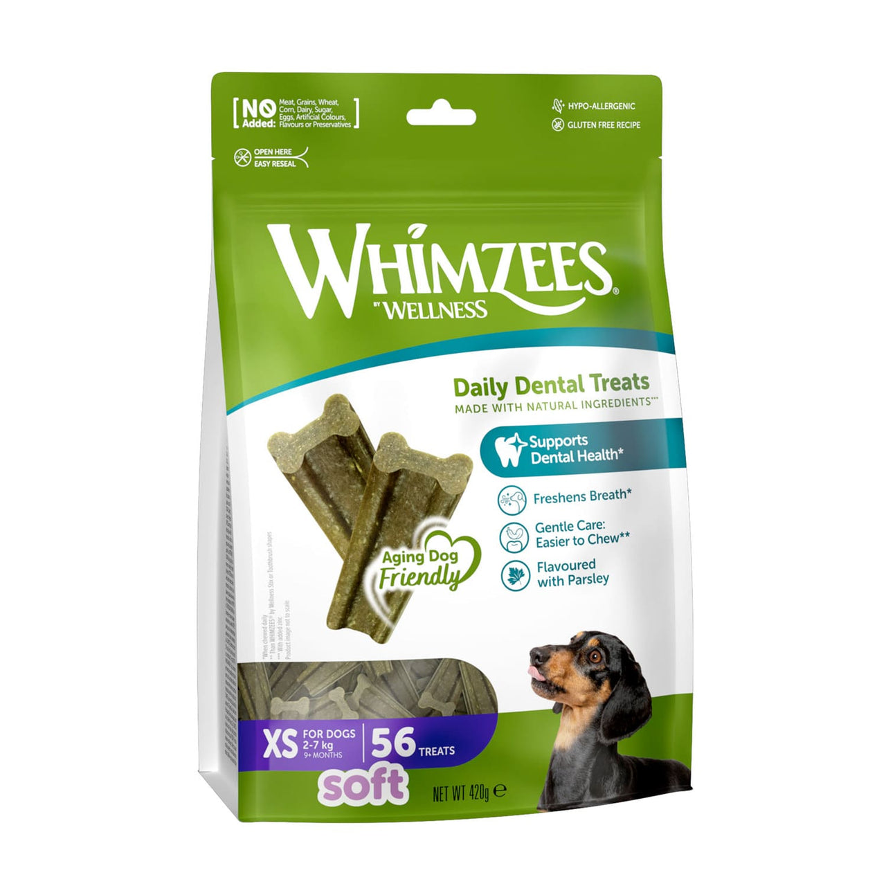 Whimzees Soft Daily Dental Dog Treats Value Bag –  X Small (56 pcs)