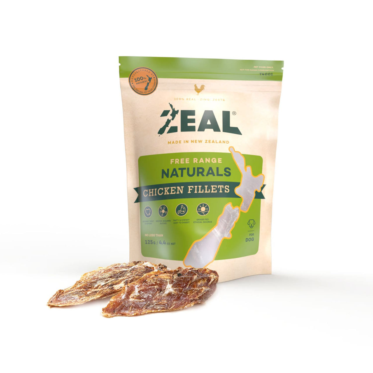 Zeal Dried Chicken Fillets 125g