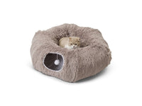 Savic Snuggle Tunnel Cat Bed - Warm Grey
