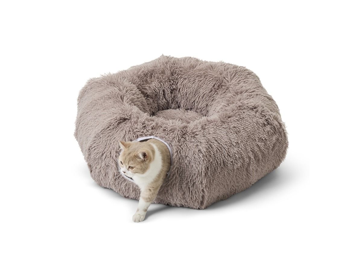 Savic Snuggle Tunnel Cat Bed - Warm Grey