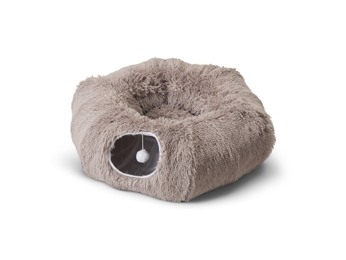 Savic Snuggle Tunnel Cat Bed - Warm Grey