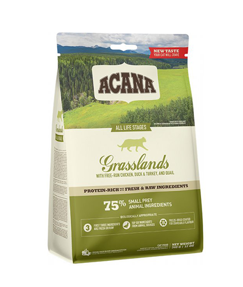 Acana Grasslands Free-Run Chicken & Turkey All Life Stages Dry Cat Food - 1.8kg