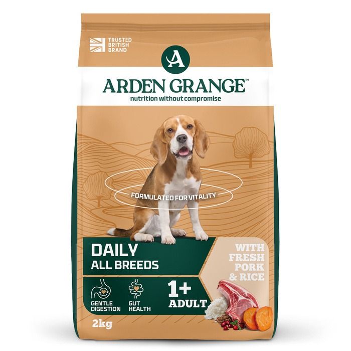 Arden Grange Daily All Breeds Adult with Fresh Pork & Rice Dry Dog Food - 2kg