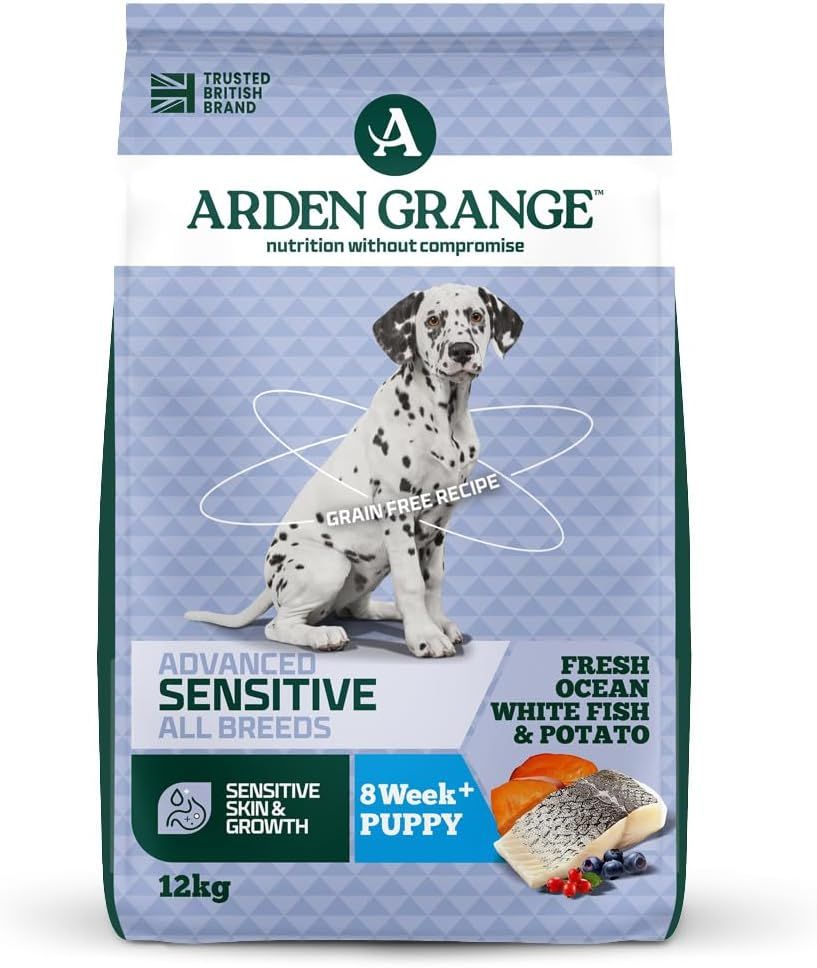 Arden Grange Advanced Sensitive All Breeds Puppy Fresh Ocean White Fish & Potato Dry Dog Food - 12kg