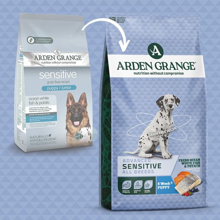 Arden Grange Advanced Sensitive All Breeds Puppy Fresh Ocean White Fish & Potato Dry Dog Food - 2kg
