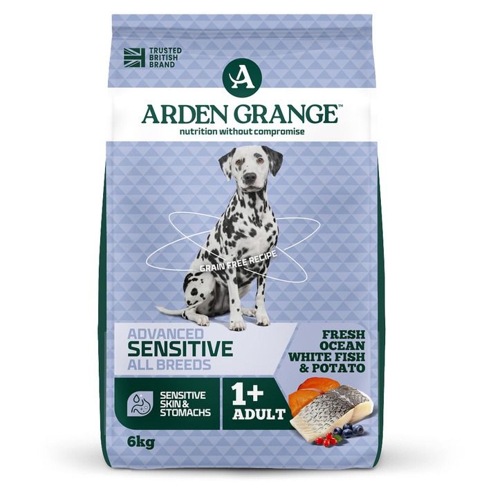 Arden Grange Advanced Sensitive All Breeds Adult Ocean White Fish & Potato Dry Dog Food - 6kg