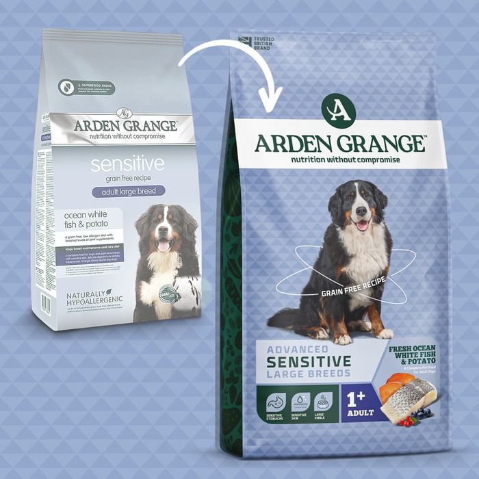 Arden Grange Advanced Sensitive Large Breeds Adult Fresh Ocean White Fish & Potato Dry Dog Food - 12kg