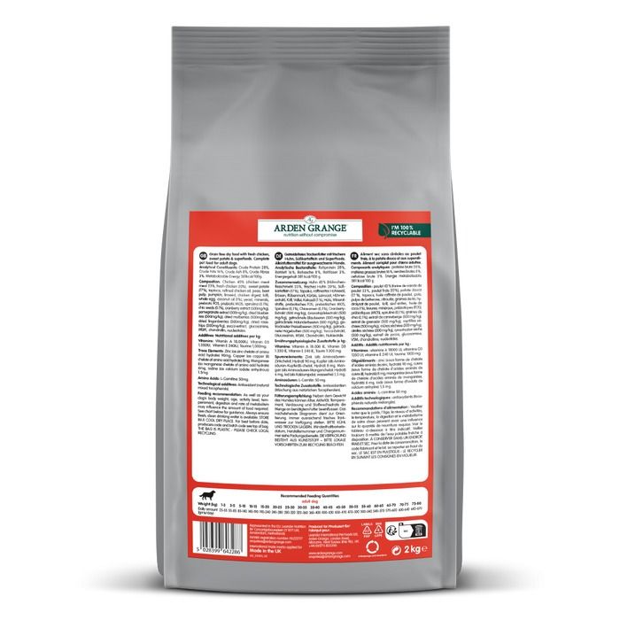 Arden Grange Grain Free Adult Chicken & Superfoods Dog Dry Food - 2kg