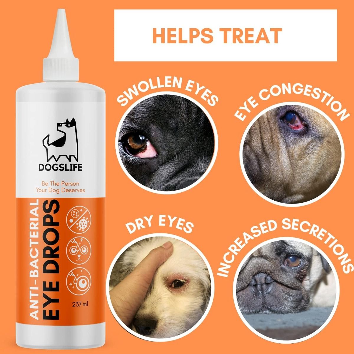 DogsLife Anti-Bacterial Eye Drops Dog 237ml - 237ml