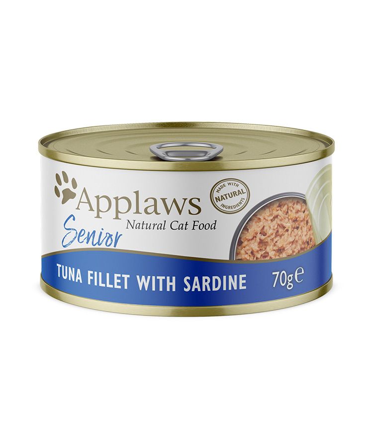 Applaws Tuna Fillet with Sardine Senior Wet Cat Food 70g Tin - 70G