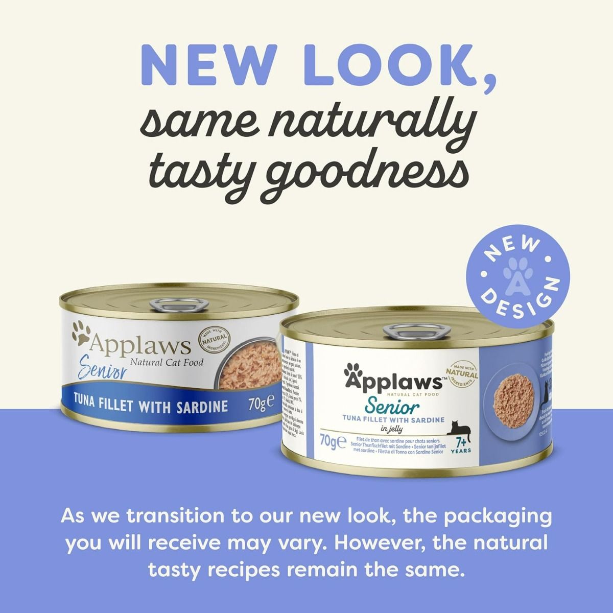 Applaws Tuna Fillet with Sardine Senior Wet Cat Food 70g Tin - 70G