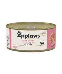 Thumbnail for Applaws Tuna Fillet with Prawn in Broth Wet Cat Food 156g Tin - 156G