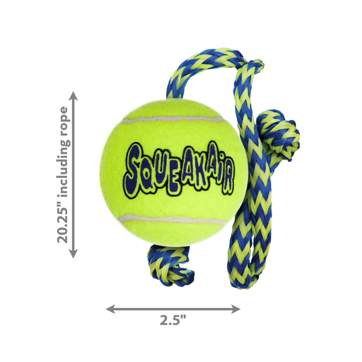 Kong SqueakAir Ball w/ Rope Dog Toy - Medium