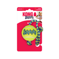 Thumbnail for Kong SqueakAir Ball w/ Rope Dog Toy - Medium