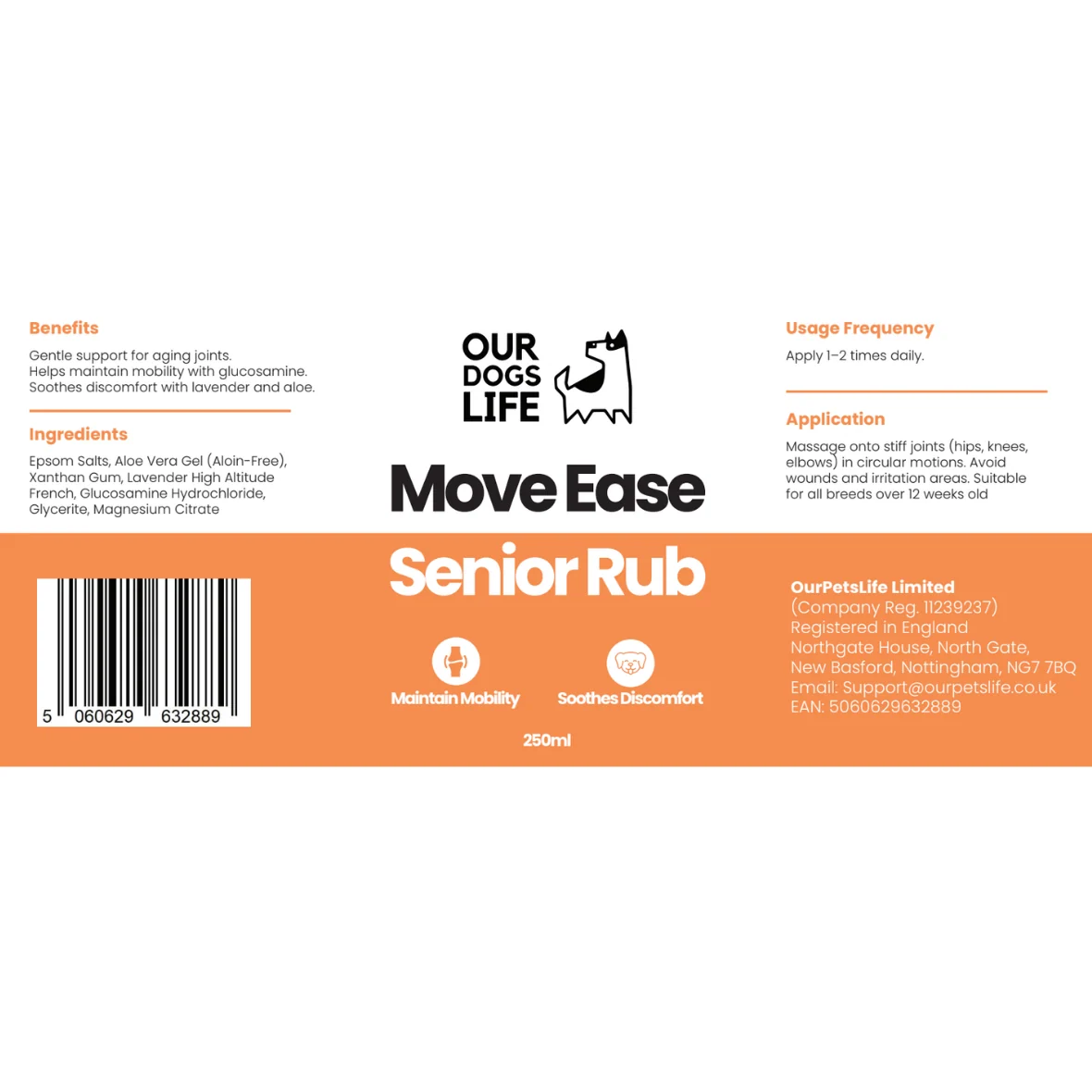 Dogslife Epsom Salt Gel MoveEase Senior Rub 250ml - 250ml