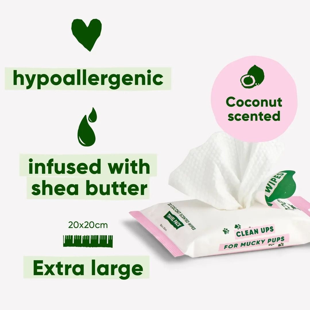 Beco Bamboo Coconut Scented Dog Travel Wipes 20pcs