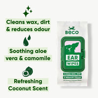 Beco Dog Ear Wipes 70 Coconut Scented Wipes 15 x 12cm -