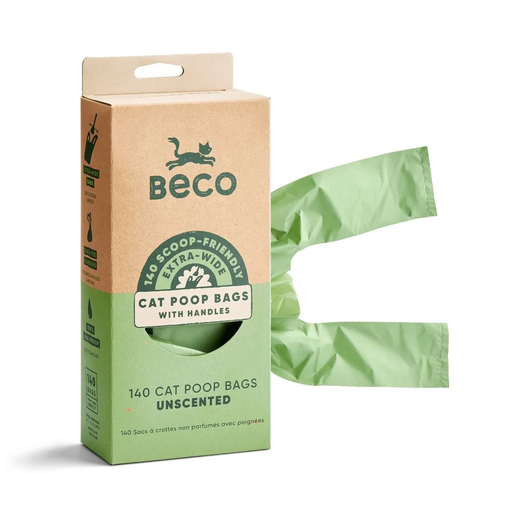 Beco Unscented Cat Poop Bags with Handles 140 Bags