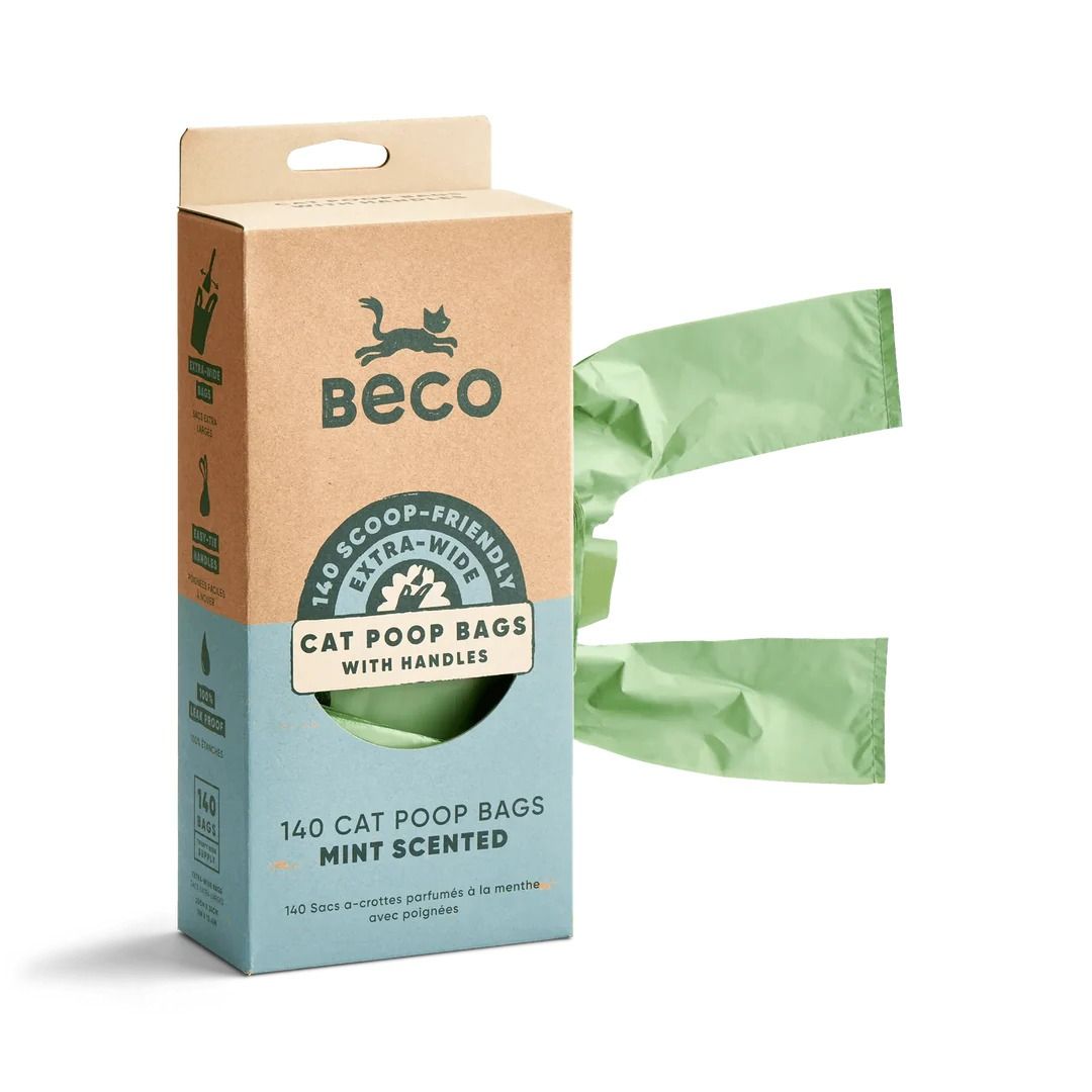 Beco Mint Scented Cat Poop Bags with Handles 140 Bags