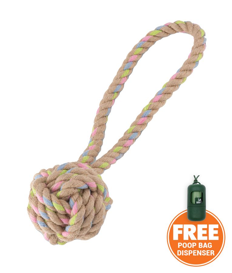 Beco Pets Hemp Rope Ball on Loop Dog Toy - LARGE