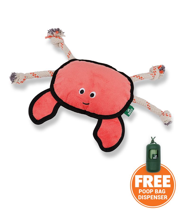 Beco Pets Rough & Tough Crab Recycled Dog Toy - ORANGE LARGE