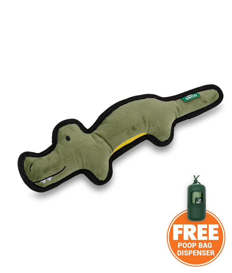 Beco Pets Rough & Tough Crocodile Recycled Dog Toy - GREEN MEDIUM