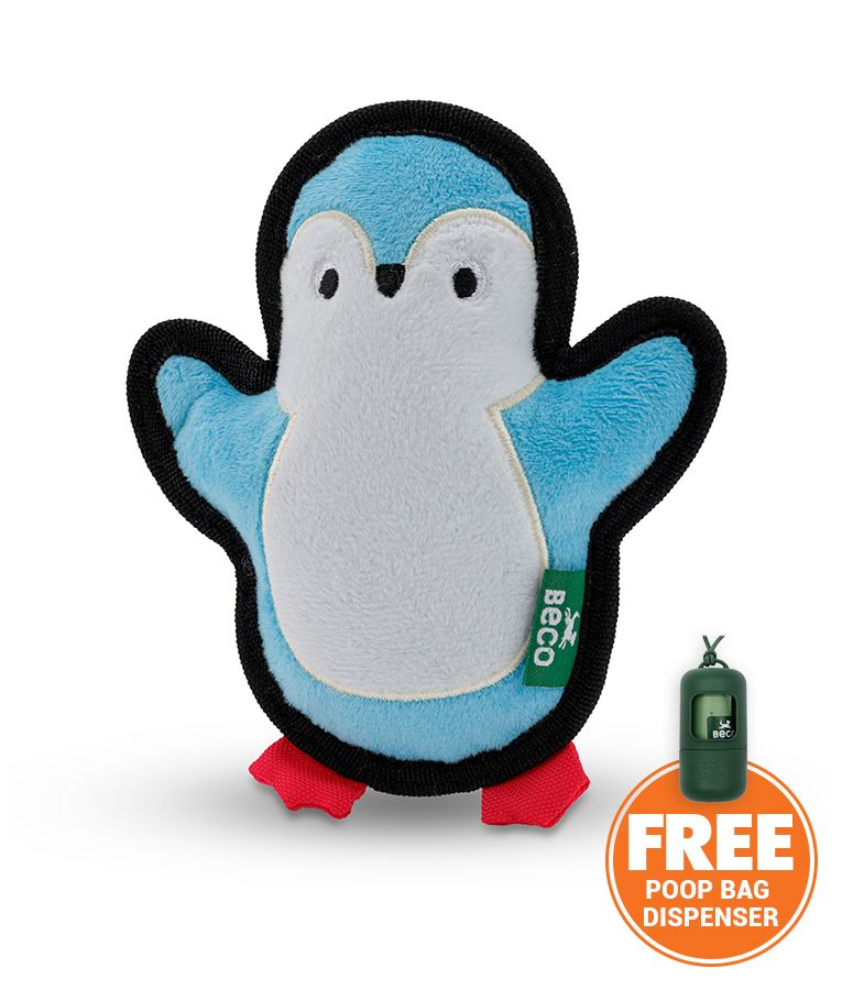 Beco Pets Rough & Tough Penguin Recycled Dog Toy - Blue Small