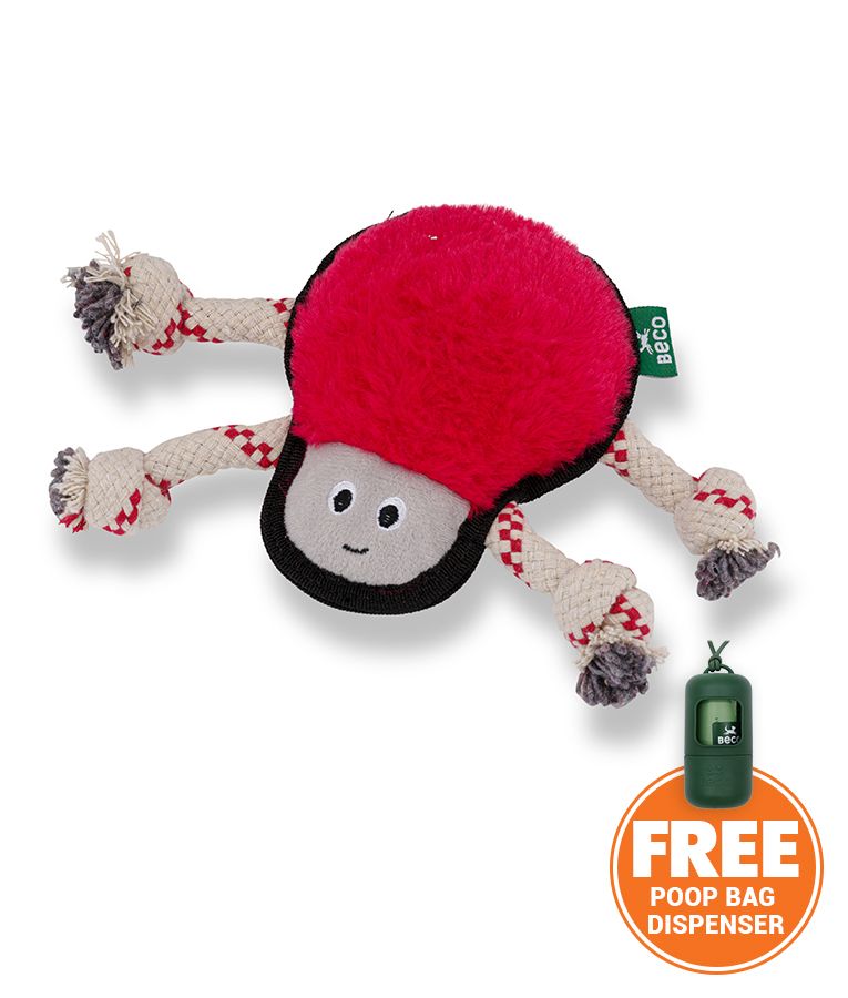 Beco Pets Rough & Tough Spider Recycled Dog Toy - RED MEDIUM