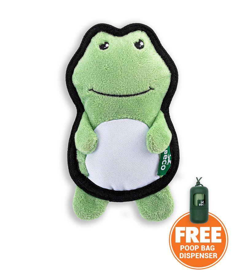 Beco Pets Rough & Tough Frog Recycled Dog Toy - Green Small