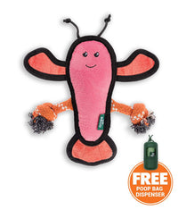 Thumbnail for Beco Pets Rough & Tough Lobster Recycled Dog Toy - PINK MEDIUM