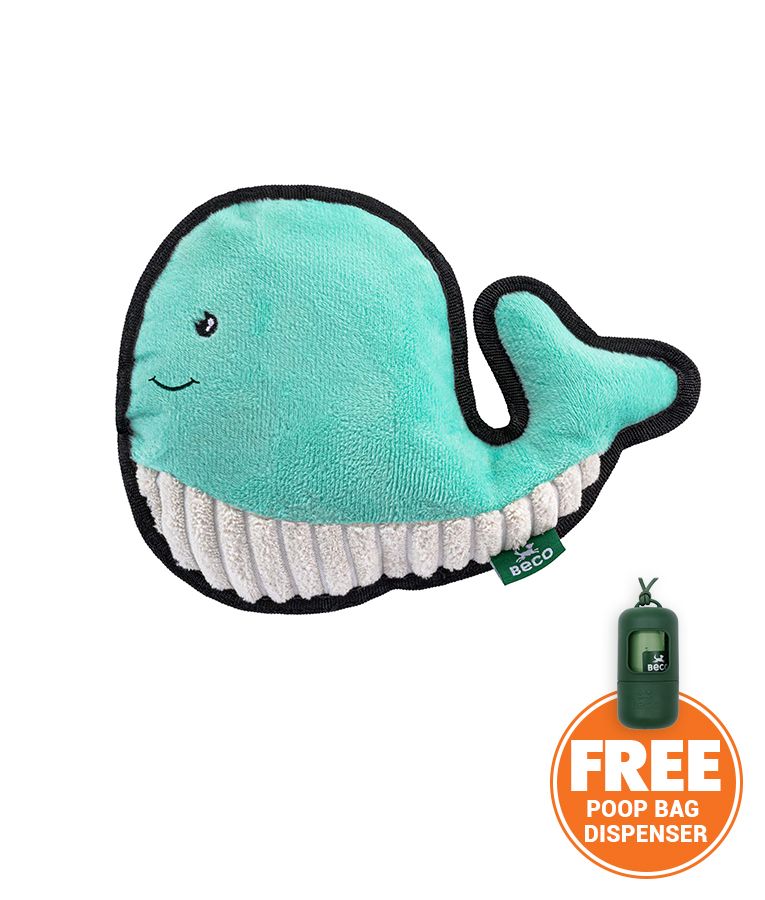 Beco Pets Rough & Tough Whale Recycled Dog Toy - BLUE MEDIUM