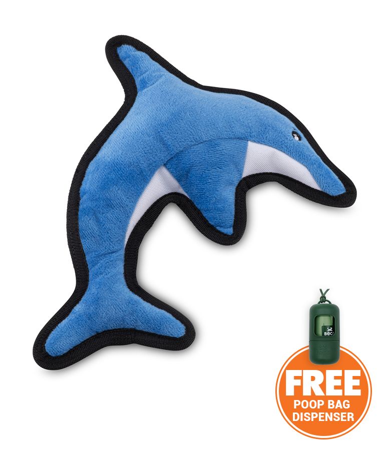 Beco Pets Rough & Tough Dolphin Recycled Dog Toy - BLUE LARGE