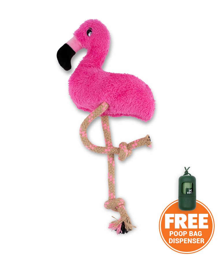 Beco Pets Dual Material Soft Flamingo Recycled Dog Toy - PINK LARGE