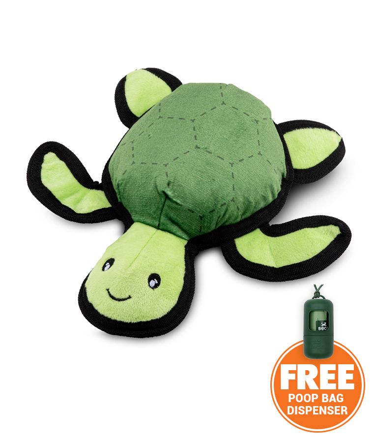 Beco Pets Rough & Tough Turtle Recycled Dog Toy - GREEN LARGE